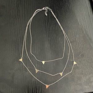 Silver layered triangle necklace